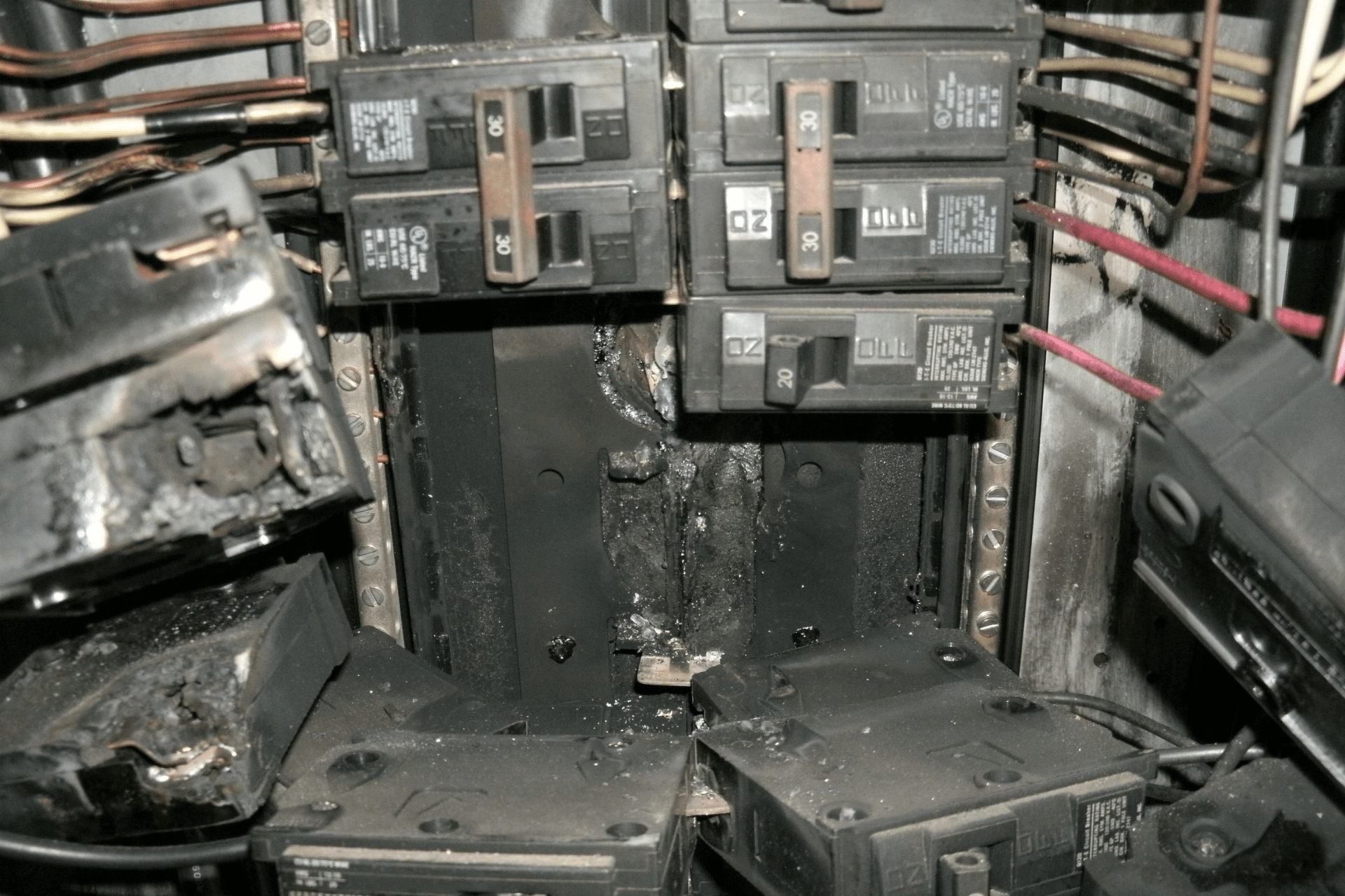 electrical panel fire damage