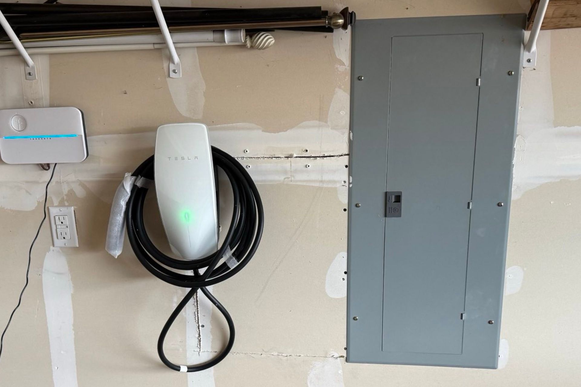 Tesla charger installation in garage