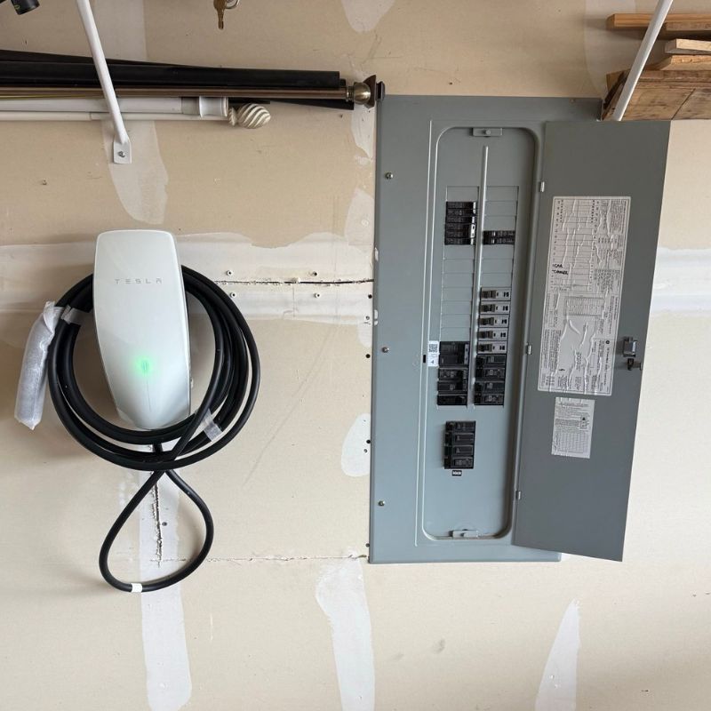 Tesla charger in garage